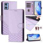 For Motorola Moto E22 4G / E22i 4G Honeycomb Embossing RFID Leather Phone Case(Light Purple) - 1