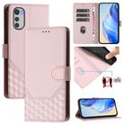 For Motorola Moto E32 4G Oversea Honeycomb Embossing RFID Leather Phone Case(Pink) - 1