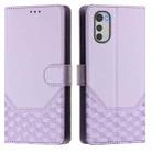 For Motorola Moto E32 4G Oversea Honeycomb Embossing RFID Leather Phone Case(Light Purple) - 2