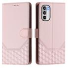 For Motorola Moto G 5G 2022 Honeycomb Embossing RFID Leather Phone Case(Pink) - 2