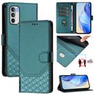 For Motorola Moto G 5G 2022 Honeycomb Embossing RFID Leather Phone Case(Peacock Green) - 1