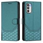 For Motorola Moto G 5G 2022 Honeycomb Embossing RFID Leather Phone Case(Peacock Green) - 2