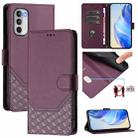 For Motorola Moto G 5G 2022 Honeycomb Embossing RFID Leather Phone Case(Violet) - 1