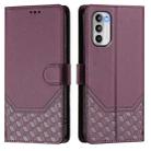 For Motorola Moto G 5G 2022 Honeycomb Embossing RFID Leather Phone Case(Violet) - 2