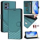 For Motorola Moto G 5G 2023 Honeycomb Embossing RFID Leather Phone Case(Peacock Green) - 1