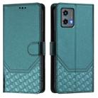 For Motorola Moto G 5G 2023 Honeycomb Embossing RFID Leather Phone Case(Peacock Green) - 2