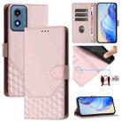 For Motorola Moto G Play 4G 2024 Oversea Honeycomb Embossing RFID Leather Phone Case(Pink) - 1