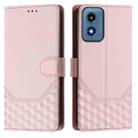 For Motorola Moto G Play 4G 2024 Oversea Honeycomb Embossing RFID Leather Phone Case(Pink) - 2