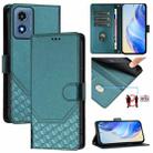For Motorola Moto G Play 4G 2024 Oversea Honeycomb Embossing RFID Leather Phone Case(Peacock Green) - 1