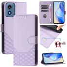 For Motorola Moto G Play 4G 2024 Oversea Honeycomb Embossing RFID Leather Phone Case(Light Purple) - 1