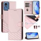 For Motorola Moto G Play 5G 2024 Oversea Honeycomb Embossing RFID Leather Phone Case(Pink) - 1