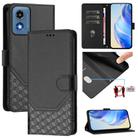 For Motorola Moto G Play 5G 2024 Oversea Honeycomb Embossing RFID Leather Phone Case(Black) - 1