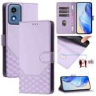 For Motorola Moto G Play 5G 2024 Oversea Honeycomb Embossing RFID Leather Phone Case(Light Purple) - 1