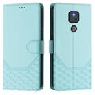 For Motorola Moto G Play 2021 Honeycomb Embossing RFID Leather Phone Case(Mint Green) - 2