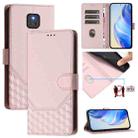 For Motorola Moto G Play 2021 Honeycomb Embossing RFID Leather Phone Case(Pink) - 1
