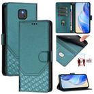 For Motorola Moto G Play 2021 Honeycomb Embossing RFID Leather Phone Case(Peacock Green) - 1