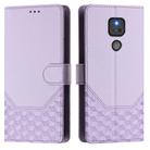 For Motorola Moto G Play 2021 Honeycomb Embossing RFID Leather Phone Case(Light Purple) - 2