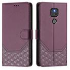 For Motorola Moto G Play 2021 Honeycomb Embossing RFID Leather Phone Case(Violet) - 2