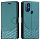 For Motorola Moto G Play 2022 Honeycomb Embossing RFID Leather Phone Case(Peacock Green) - 2