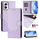 For Motorola Moto G Power 5G 2024 Honeycomb Embossing RFID Leather Phone Case(Light Purple) - 1