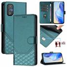 For Motorola Moto G Power 2022 Honeycomb Embossing RFID Leather Phone Case(Peacock Green) - 1