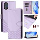 For Motorola Moto G Power 2022 Honeycomb Embossing RFID Leather Phone Case(Light Purple) - 1