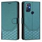 For Motorola Moto G Pure 2021/ G Play 2023 Honeycomb Embossing RFID Leather Phone Case(Peacock Green) - 2