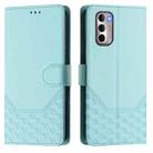 For Motorola Moto G Stylus 4G 2022 Honeycomb Embossing RFID Leather Phone Case(Mint Green) - 2