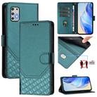 For Motorola Moto G Stylus 2021 4G Honeycomb Embossing RFID Leather Phone Case(Peacock Green) - 1