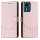 For Motorola Moto G24 4G / G04 4G Oversea Honeycomb Embossing RFID Leather Phone Case(Pink) - 2