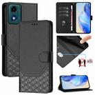 For Motorola Moto G24 4G / G04 4G Oversea Honeycomb Embossing RFID Leather Phone Case(Black) - 1