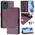 For Motorola Moto G24 4G / G04 4G Oversea Honeycomb Embossing RFID Leather Phone Case(Violet) - 1
