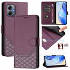 For Motorola Moto G14 4G / G54 5G Honeycomb Embossing RFID Leather Phone Case(Violet) - 1