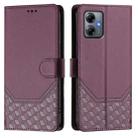 For Motorola Moto G14 4G / G54 5G Honeycomb Embossing RFID Leather Phone Case(Violet) - 2