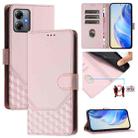 For Motorola Moto G54 Brazil / G54 5G EU Honeycomb Embossing RFID Leather Phone Case(Pink) - 1