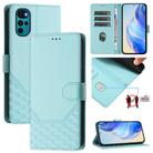 For Motorola Moto E32 India / G22 4G Honeycomb Embossing RFID Leather Phone Case(Mint Green) - 1