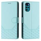 For Motorola Moto E32 India / G22 4G Honeycomb Embossing RFID Leather Phone Case(Mint Green) - 2