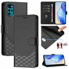 For Motorola Moto E32 India / G22 4G Honeycomb Embossing RFID Leather Phone Case(Black) - 1