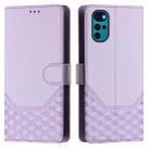 For Motorola Moto E32 India / G22 4G Honeycomb Embossing RFID Leather Phone Case(Light Purple) - 2