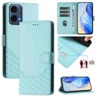 For Motorola Moto G24 Power 4G India Honeycomb Embossing RFID Leather Phone Case(Mint Green) - 1