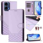 For Motorola Moto G24 Power 4G India Honeycomb Embossing RFID Leather Phone Case(Light Purple) - 1