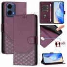 For Motorola Moto G24 Power 4G India Honeycomb Embossing RFID Leather Phone Case(Violet) - 1