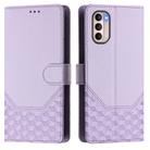 For Motorola Moto G31 4G Global / G41 4G Honeycomb Embossing RFID Leather Phone Case(Light Purple) - 2