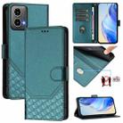 For Motorola Moto G34 5G / G45 5G Honeycomb Embossing RFID Leather Phone Case(Peacock Green) - 1
