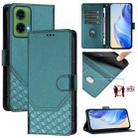 For Motorola Moto G35 Honeycomb Embossing RFID Leather Phone Case(Peacock Green) - 1