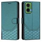 For Motorola Moto G35 Honeycomb Embossing RFID Leather Phone Case(Peacock Green) - 2