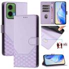 For Motorola Moto G35 Honeycomb Embossing RFID Leather Phone Case(Light Purple) - 1