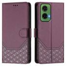 For Motorola Moto G35 Honeycomb Embossing RFID Leather Phone Case(Violet) - 2