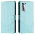 For Motorola Moto G51 5G Honeycomb Embossing RFID Leather Phone Case(Mint Green) - 2