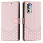 For Motorola Moto G51 5G Honeycomb Embossing RFID Leather Phone Case(Pink) - 2